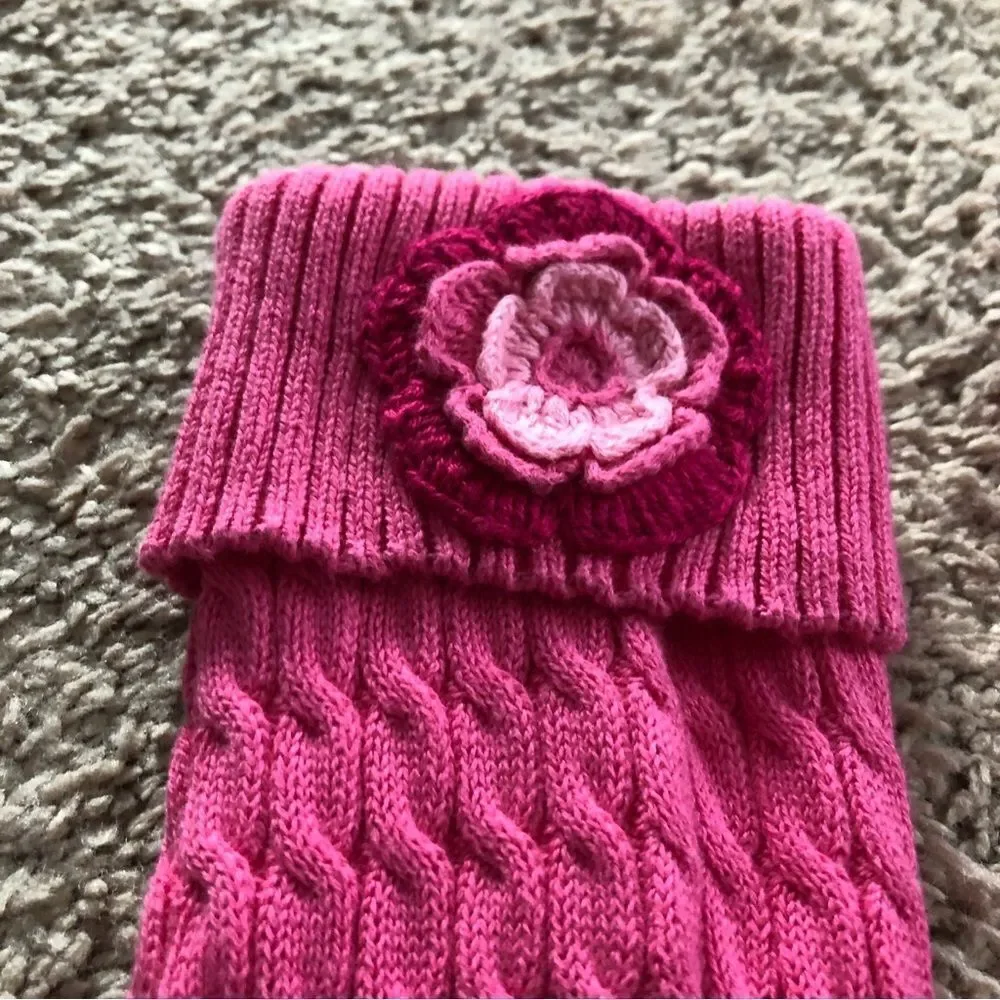 Hanna Andersson Leg Warmers‎ Girls Small Pink Crochet Flower